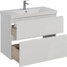 Тумба LEMARK VEON 90см под раковину, подвесная/напольная, 2 ящика, белый глянец LM01V90T